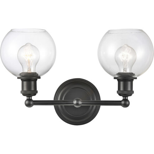 Concord 2 Light 16 inch Matte Black Bath Vanity Light Wall Light in Incandescent, Clear Glass