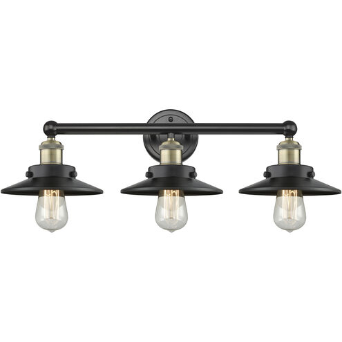 Railroad 3 Light 26 inch Black Antique Brass and Matte Black Bath Vanity Light Wall Light