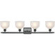 Ballston Dayton 4 Light 36 inch Matte Black Bath Vanity Light Wall Light in White Glass, Ballston