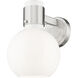 Lawton Sphere Sconce Wall Light in Brushed Satin Nickel, Gloss White Glass