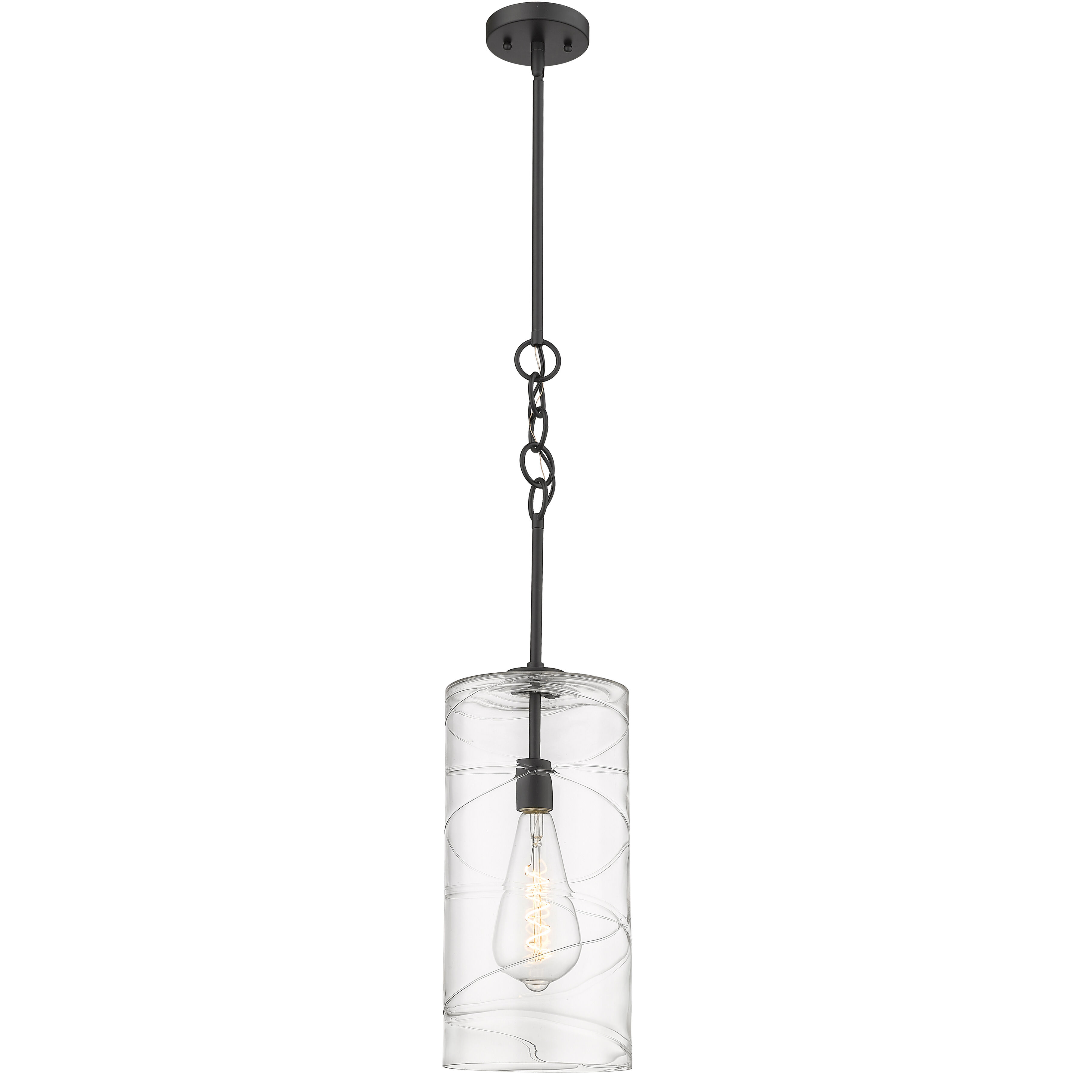 Wexford LED 8 inch Matte Black Mini Pendant Ceiling Light in Clear Deco Swirl