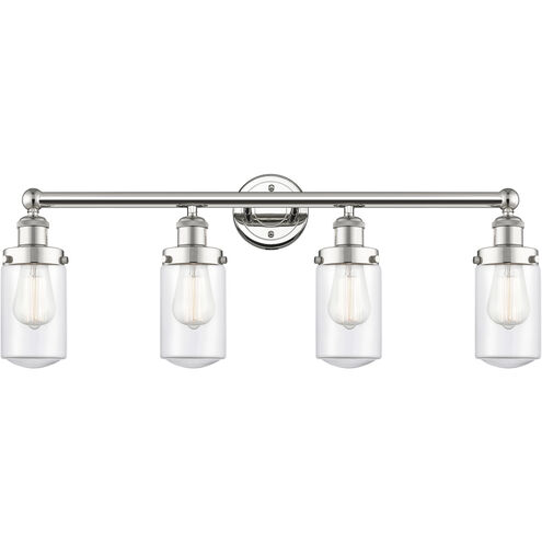 Dover 4 Light 33.5 inch Polished Nickel and Clear Bath Vanity Light Wall Light