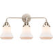 Nouveau 2 Bellmont LED 24 inch Polished Nickel Bath Vanity Light Wall Light in Matte White Glass