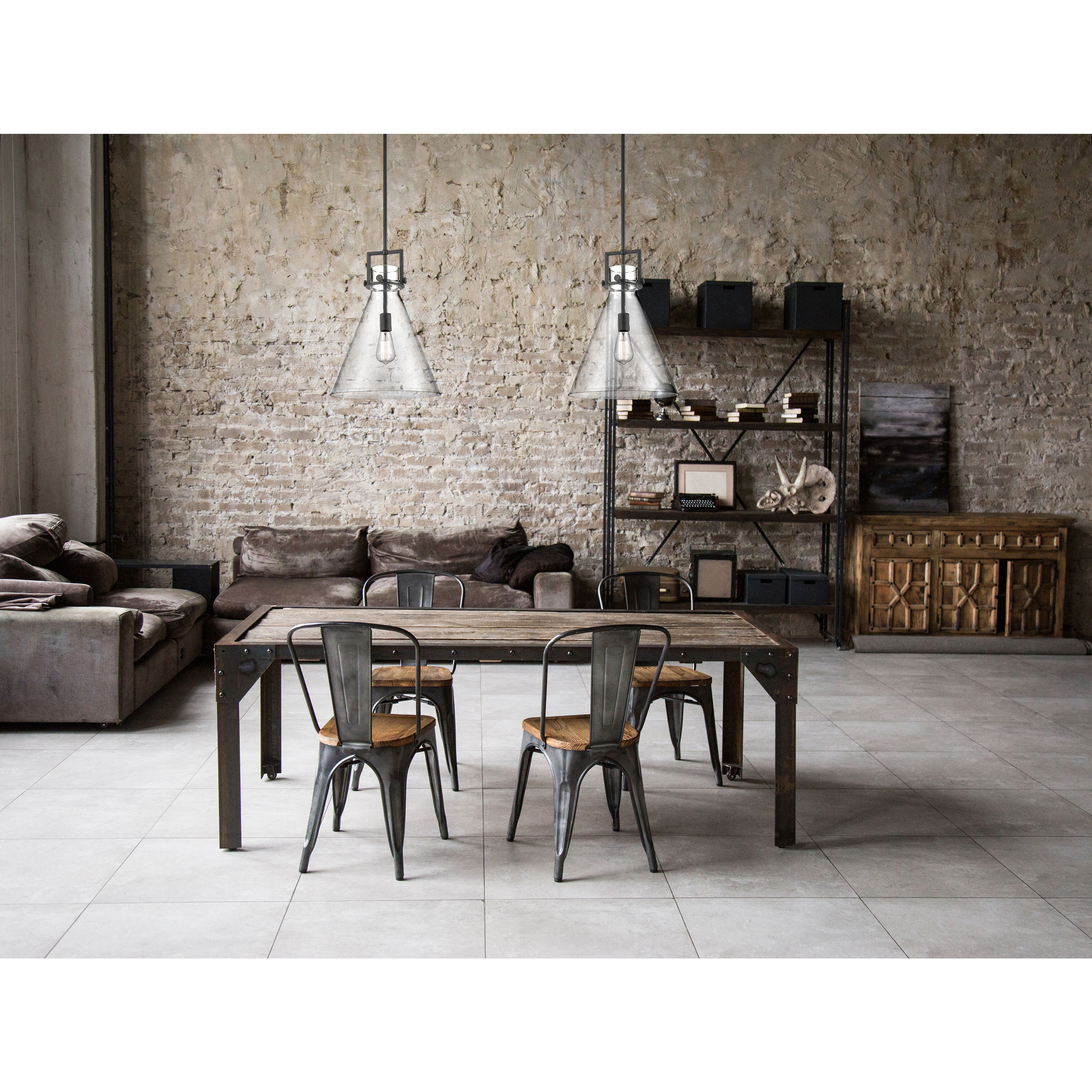 Downtown Urban Newton Cone 1 Light 14 inch Matte Black Pendant Ceiling Light in Clear Glass