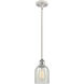 Ballston Caledonia 1 Light 5 inch White and Polished Chrome Pendant Ceiling Light in Mouchette Glass, Ballston
