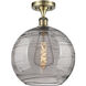 Ballston Athens Deco Swirl 1 Light 12 inch Antique Brass Semi-Flush Mount Ceiling Light