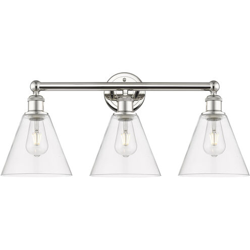 Berkshire 3 Light 26 inch Polished Nickel Bath Vanity Light Wall Light in Clear