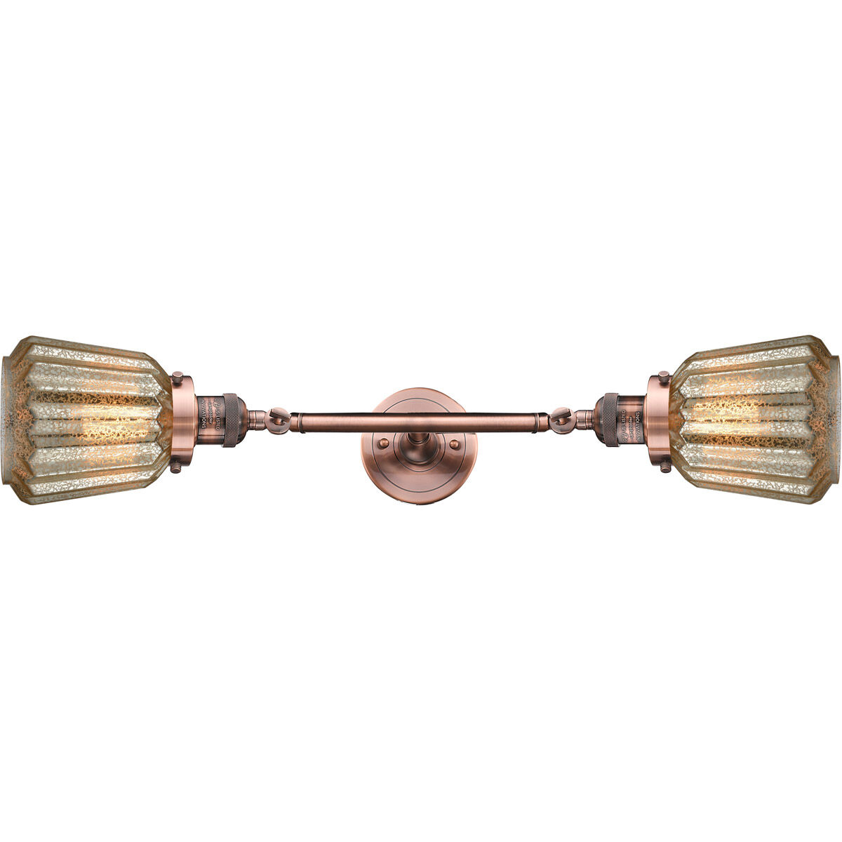 Franklin Restoration Chatham 2 Light 16 inch Antique Copper Bath Vanity Light Wall Light in Mercury Glass, Franklin Restoration
