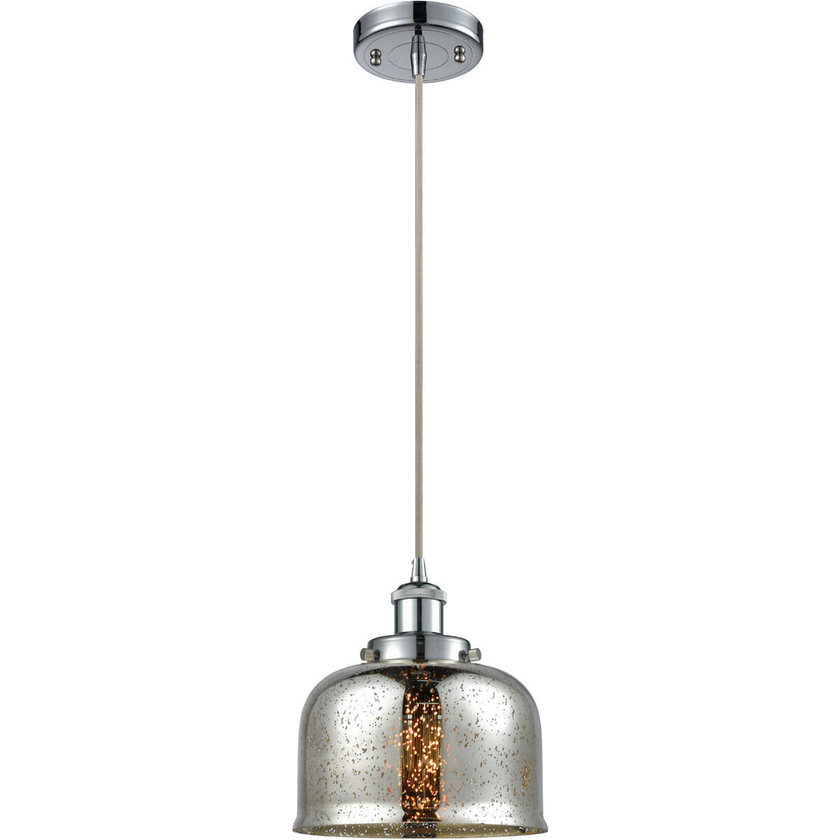 Ballston Bell LED 8 inch Polished Chrome Mini Pendant Ceiling Light, Large Bell