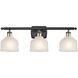 Ballston Dayton 3 Light 26 inch Black Antique Brass Bath Vanity Light Wall Light in White Glass, Ballston
