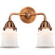 Nouveau 2 Small Canton LED 13.25 inch Antique Copper Bath Vanity Light Wall Light in Matte White Glass