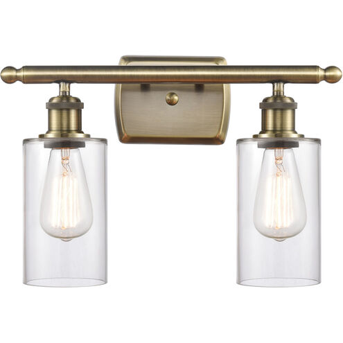 Ballston Clymer LED 16 inch Antique Brass Bath Vanity Light Wall Light in Clear Glass, Ballston