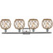 Ballston Farmhouse Rope LED 36 inch Brushed Satin Nickel Bath Vanity Light Wall Light in Clear Glass with Brown Rope, Ballston