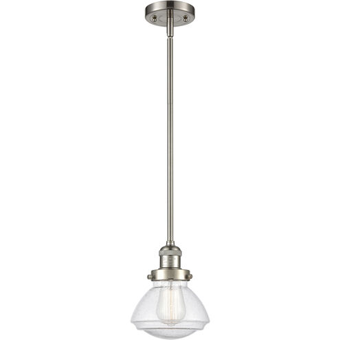 Franklin Restoration Olean 1 Light 6.75 inch Brushed Satin Nickel Mini Pendant Ceiling Light in Incandescent, Seedy, Franklin Restoration