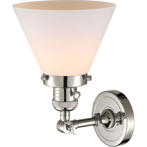 Franklin Restoration Large Cone LED 8 inch Polished Nickel Sconce Wall Light, Franklin Restoration