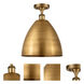 Ballston Dome LED 12 inch Brushed Brass Semi-Flush Mount Ceiling Light