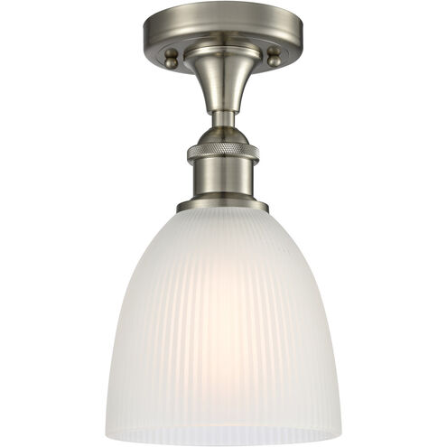 Ballston Castile LED 6 inch Brushed Satin Nickel Flush Mount Ceiling Light in White Glass, Ballston