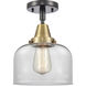 Franklin Restoration X-Large Bell LED 12 inch Black Antique Brass and Matte Black Flush Mount Ceiling Light in Clear Glass