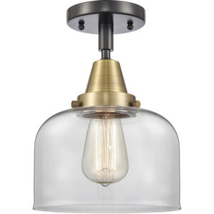 Franklin Restoration X-Large Bell LED 12 inch Black Antique Brass and Matte Black Flush Mount Ceiling Light in Clear Glass