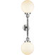 Franklin Restoration Large Beacon 2 Light 19 inch Polished Chrome Bath Vanity Light Wall Light in Matte White Glass, Franklin Restoration