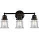 Aditi Small Canton 3 Light 21.25 inch Matte Black Bath Vanity Light Wall Light, Aditi