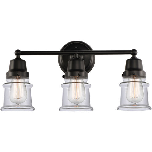 Aditi Small Canton 3 Light 21.25 inch Matte Black Bath Vanity Light Wall Light, Aditi