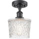 Edison Niagra 1 Light 7 inch Matte Black Semi-Flush Mount Ceiling Light