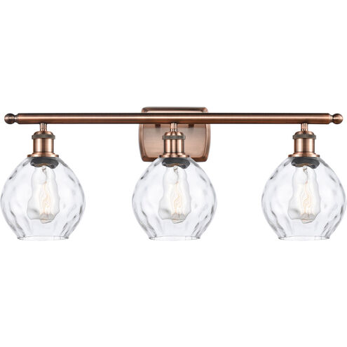 Ballston Small Waverly 3 Light 26 inch Antique Copper Bath Vanity Light Wall Light, Ballston