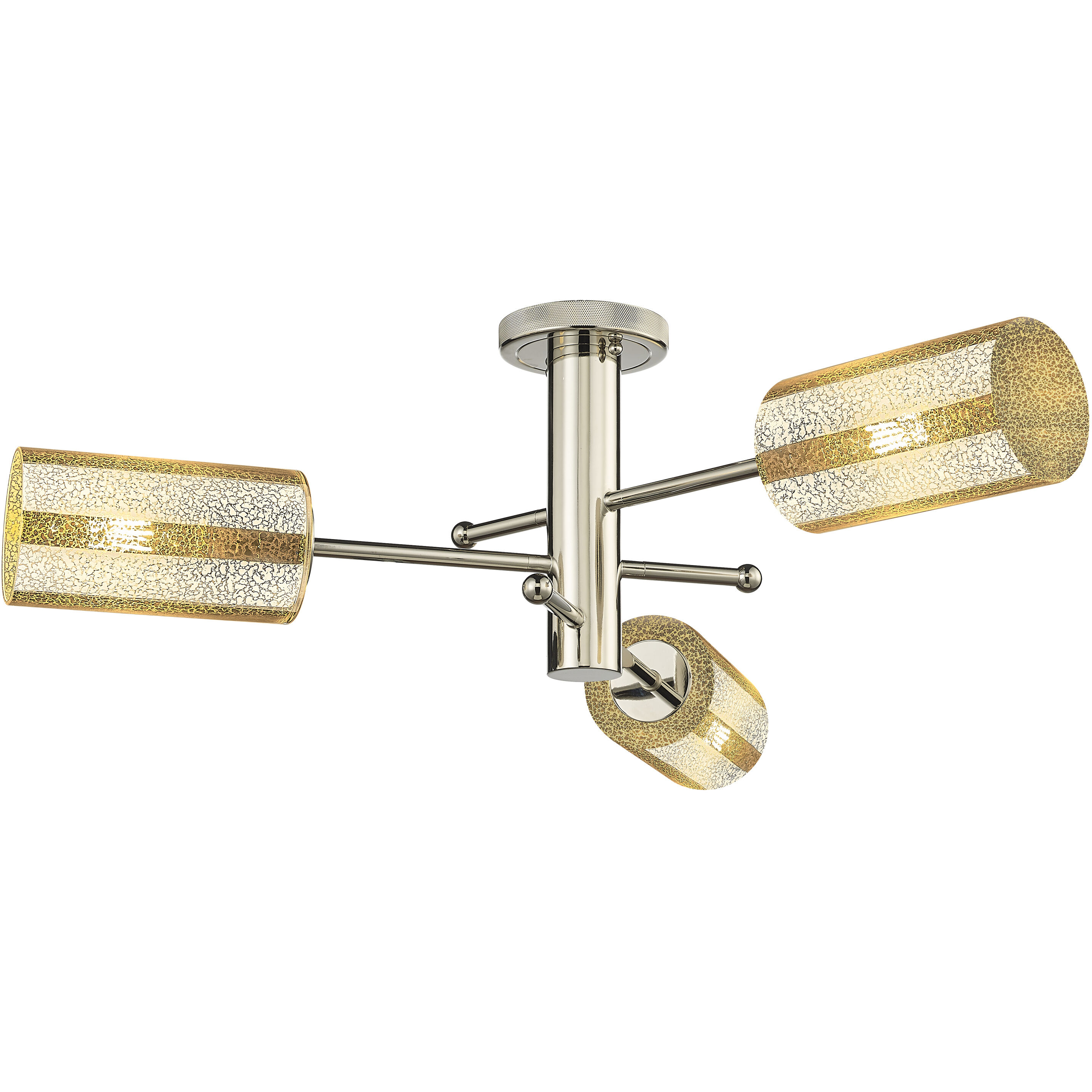 Crown Point 3 Light 29.38 inch Polished Nickel Flush Mount Ceiling Light in Mercury Glass