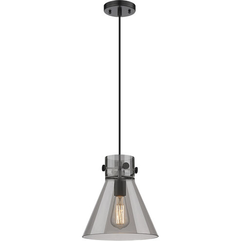 Downtown Urban Newton Cone 1 Light 10 inch Matte Black Pendant Ceiling Light in Plated Smoke
