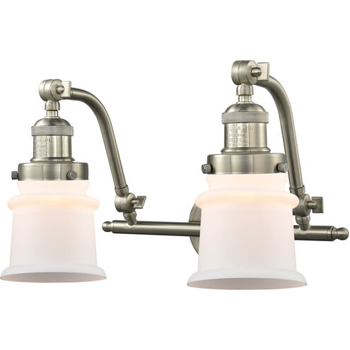 Franklin Restoration Small Canton 2 Light 18 inch Brushed Satin Nickel Bath Vanity Light Wall Light in Matte White Glass, Franklin Restoration