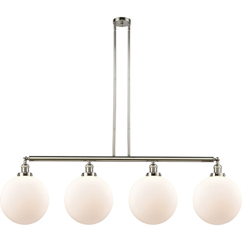 Franklin Restoration XX-Large Beacon LED 56 inch Polished Nickel Island Light Ceiling Light in Matte White Glass, Franklin Restoration