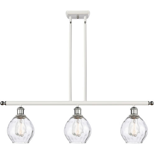 Ballston Small Waverly 3 Light 36 inch White and Polished Chrome Island Light Ceiling Light, Ballston