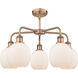 Belfast 5 Light 24 inch Antique Copper Chandelier Ceiling Light in Matte White