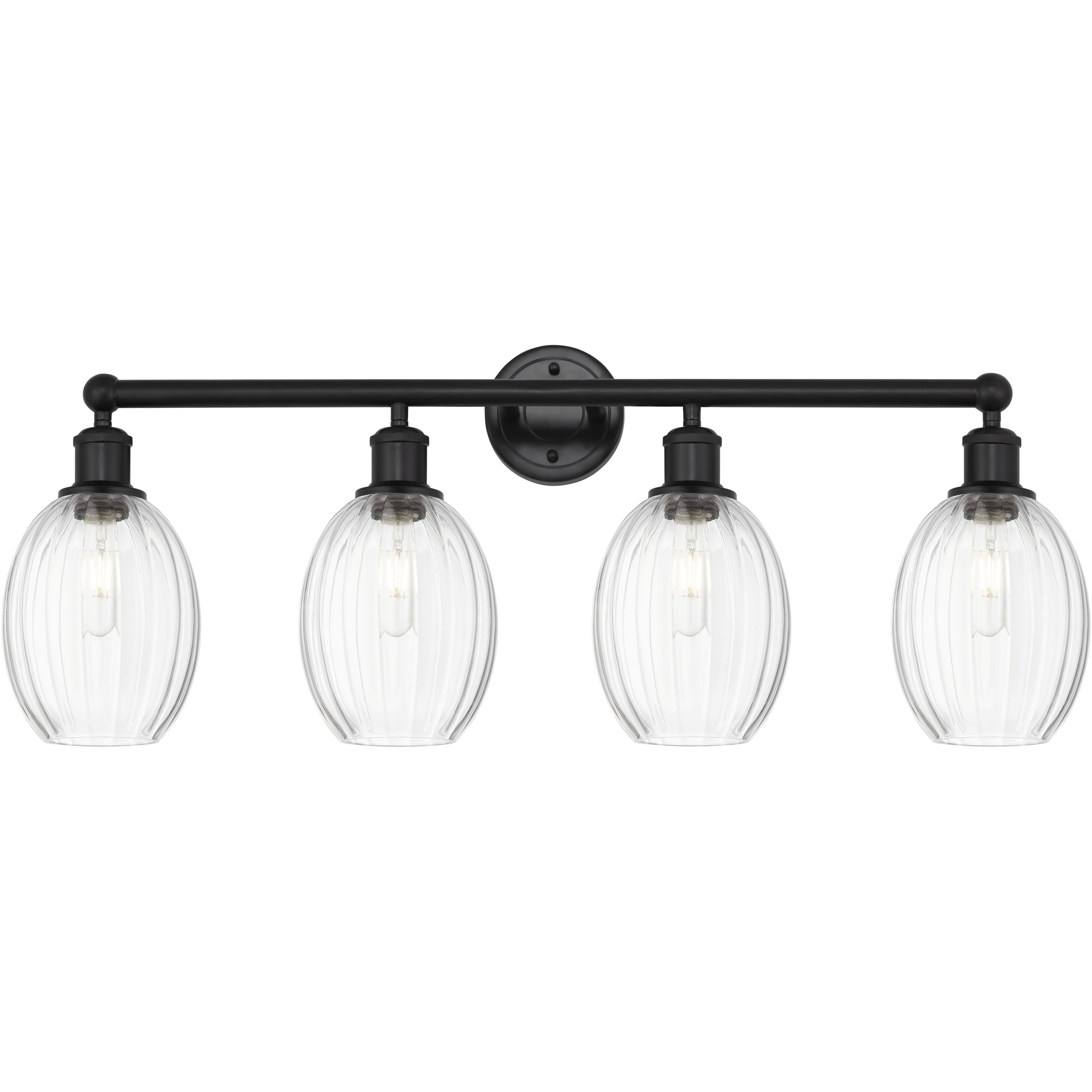 Edison Preston 4 Light 33.25 inch Matte Black Bath Vanity Light Wall Light in Clear