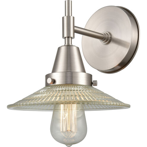 Caden LED 9 inch Satin Nickel Sconce Wall Light in Clear Halophane Glass