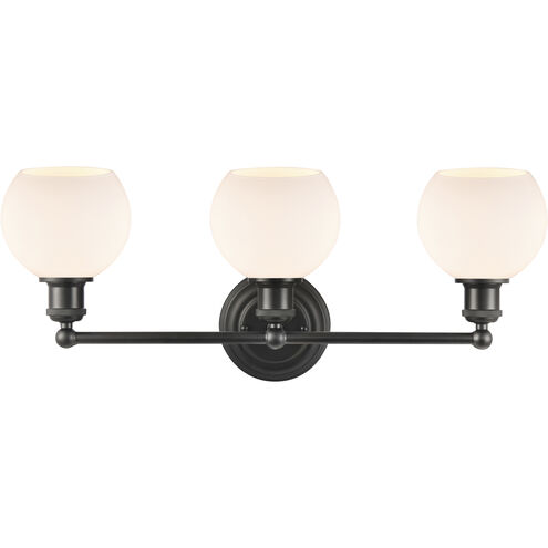 Concord 3 Light 24 inch Matte Black Bath Vanity Light Wall Light in Incandescent, Matte White Glass