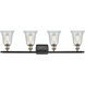Ballston Hanover 4 Light 36 inch Black Antique Brass Bath Vanity Light Wall Light in Fishnet Glass, Ballston