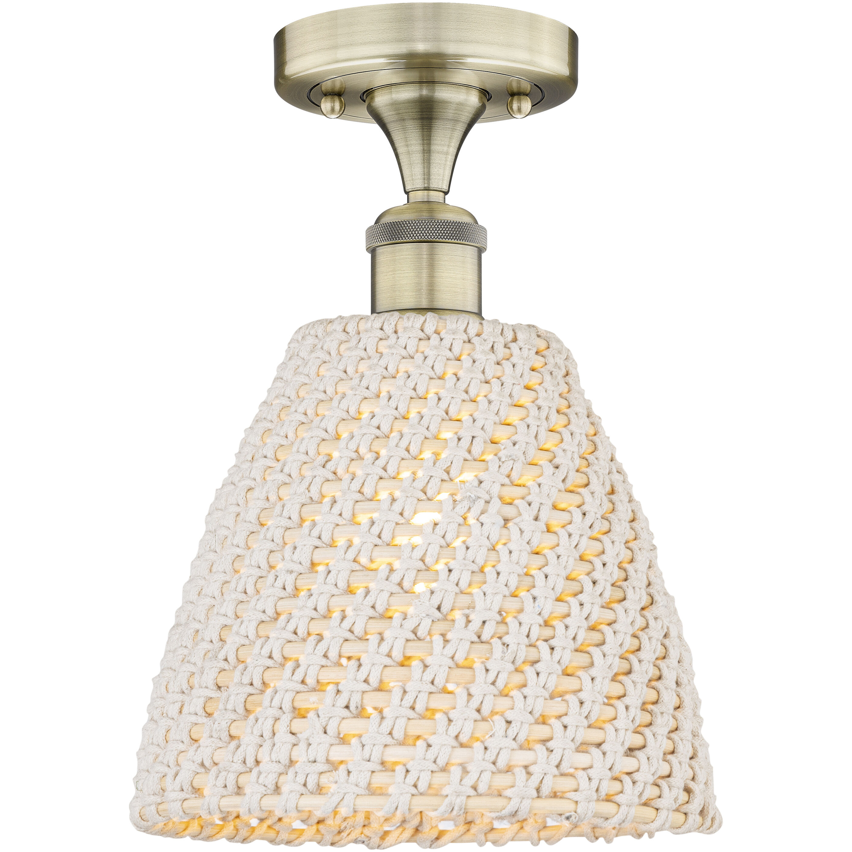 Edison Bristol Natural 1 Light 9 inch Antique Brass Semi-Flush Mount Ceiling Light