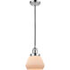 Franklin Restoration Fulton LED 7 inch Polished Chrome Mini Pendant Ceiling Light in Matte White Glass, Franklin Restoration