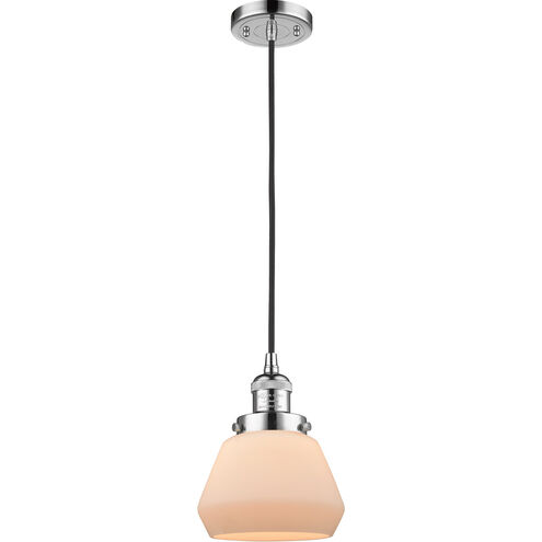 Franklin Restoration Fulton LED 7 inch Polished Chrome Mini Pendant Ceiling Light in Matte White Glass, Franklin Restoration