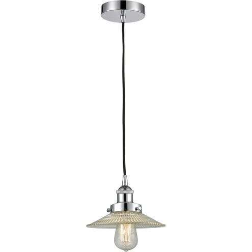 Edison Halophane LED 9 inch Polished Chrome Mini Pendant Ceiling Light