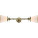 Franklin Restoration Small Cone 2 Light 16 inch Antique Brass Bath Vanity Light Wall Light in Incandescent, Matte White Glass, Franklin Restoration