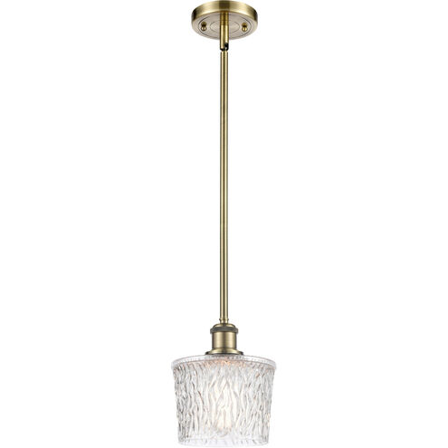 Ballston Niagra LED 7 inch Antique Brass Pendant Ceiling Light in Clear Glass, Ballston