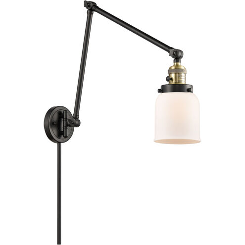 Small Bell 30 inch 60.00 watt Black Antique Brass Swing Arm Wall Light, Franklin Restoration