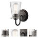 Scarlett 1 Light 5 inch Matte Black Bath Vanity Light Wall Light in Seedy Glass