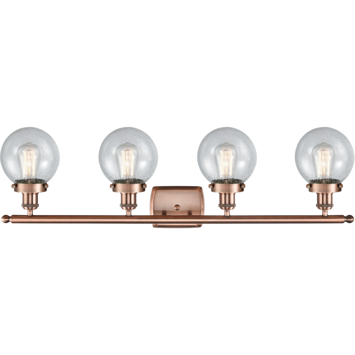 Ballston Beacon 4 Light 36 inch Antique Copper Bath Vanity Light Wall Light in Seedy Glass