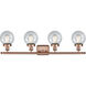 Ballston Beacon 4 Light 36 inch Antique Copper Bath Vanity Light Wall Light in Seedy Glass