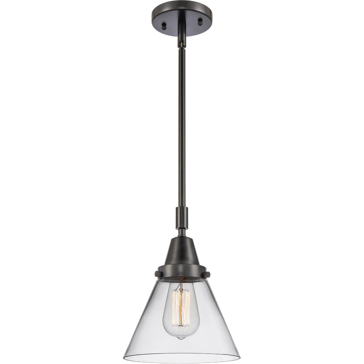 Franklin Restoration X-Large Cone LED 12 inch Matte Black Mini Pendant Ceiling Light in Clear Glass