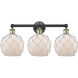 Edison Farmhouse Rope 3 Light 26 inch Black Antique Brass Bath Vanity Light Wall Light in White Glass with White Rope